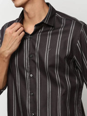 Men Grey Striped Casual Casual Shirts-YARROWSTRIPE-5639-Grey