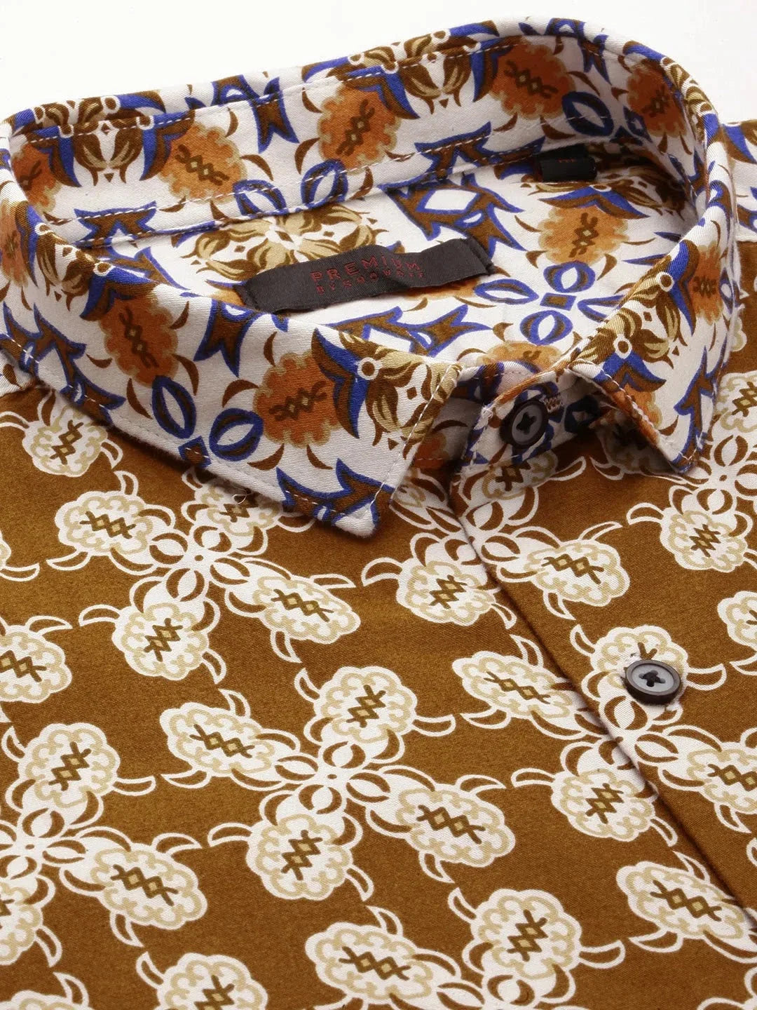 Men's Brown Printed Shirt - Stylish Cotton Printed Shirt