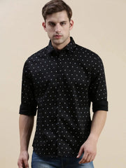 Men Black Graphics Casual Shirt-STANLEY-5554-Black