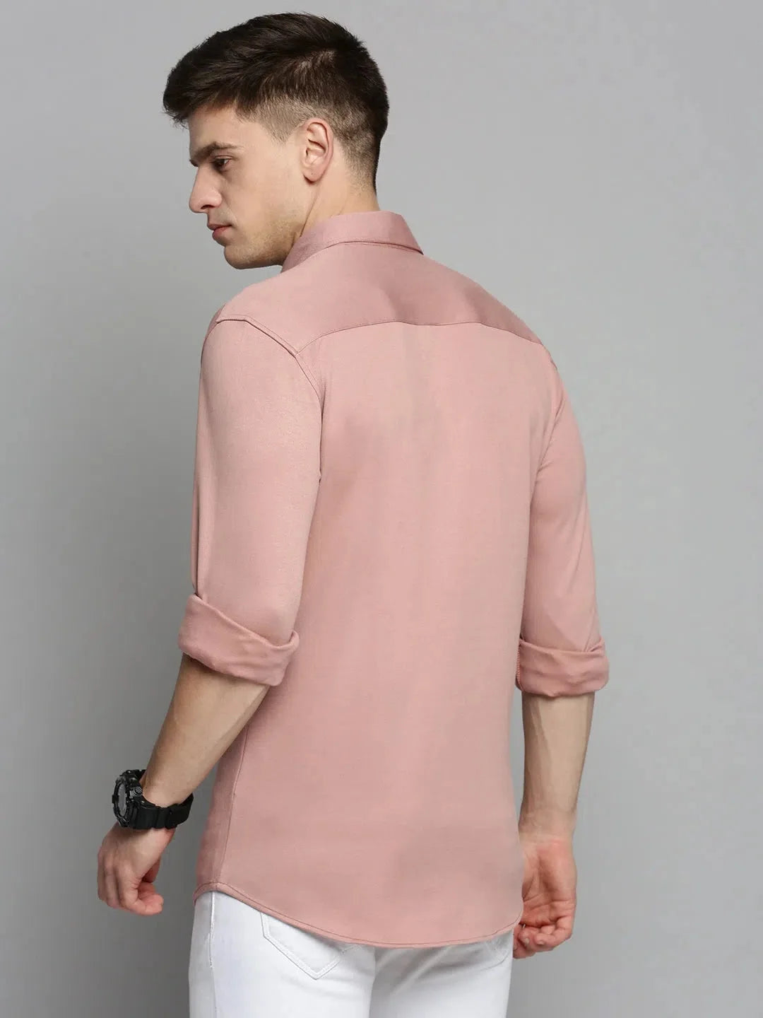 Peach Solid Mens Shirt - DesiQlo Cotton Casual Shirt
