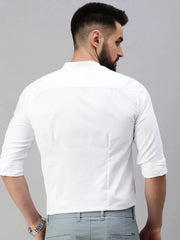 Men White Self Design Casual Shirt-SPANISHSHIRT-1018-White