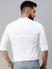 Men White Self Design Casual Shirt-SPANISHSHIRT-1018-White