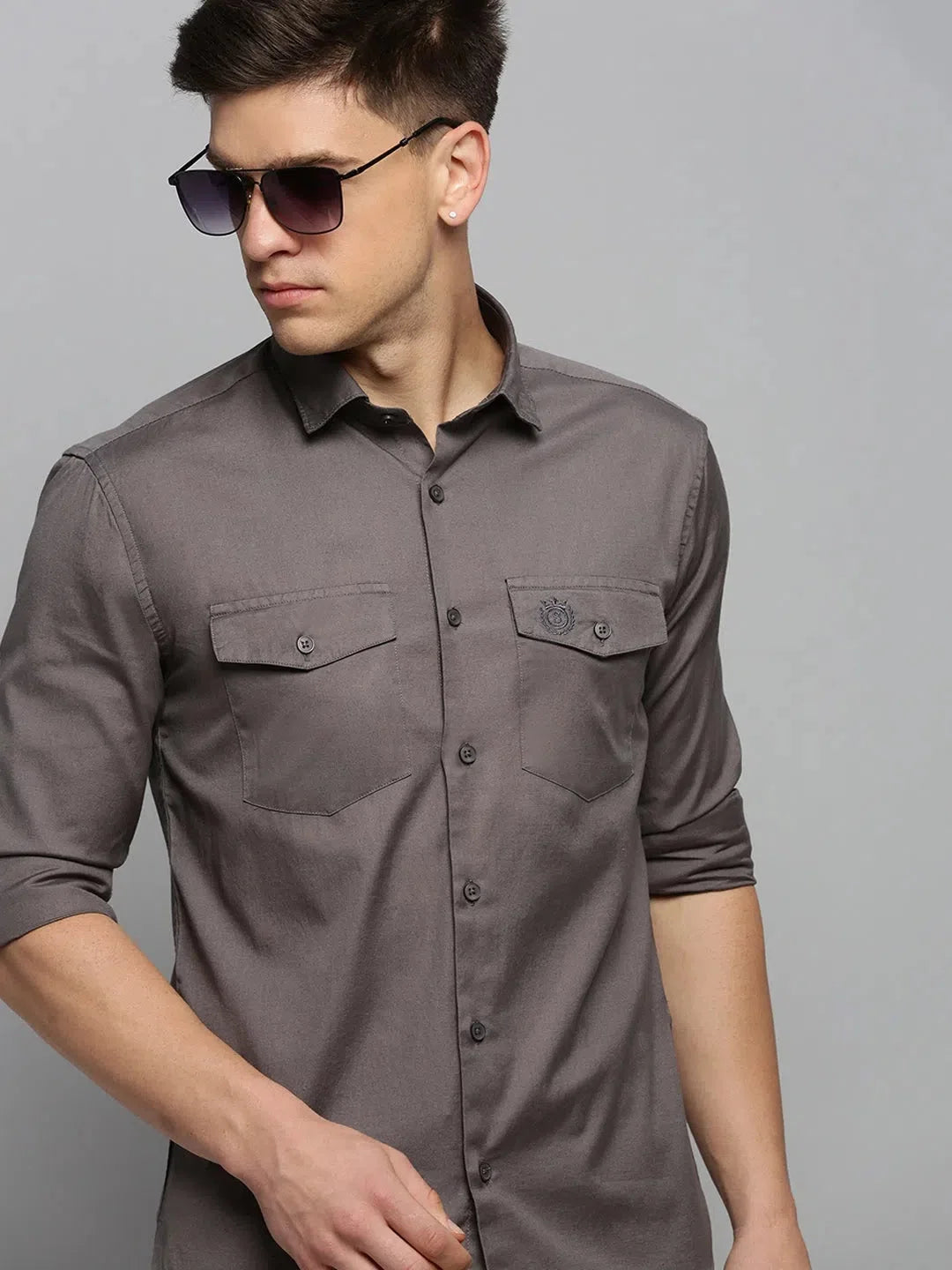 Grey Solid Mens Shirt - DesiQlo Casual Cotton Shirt
