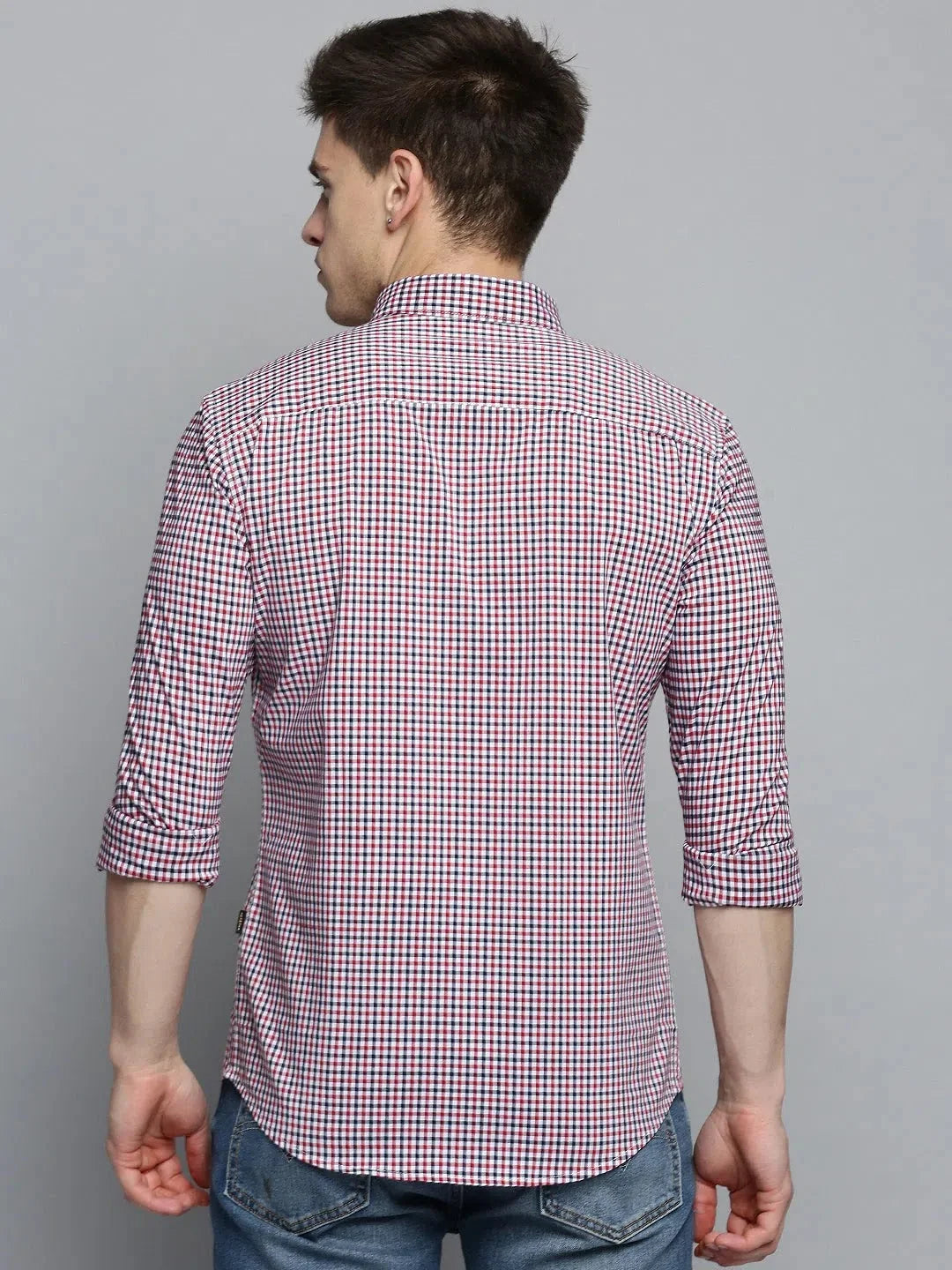 Men's White Checkered Cotton Shirt | Casual Mens Shirt