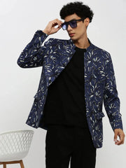 Men Navy Printed Blazer-SOBLZ-85-05-Navyblue