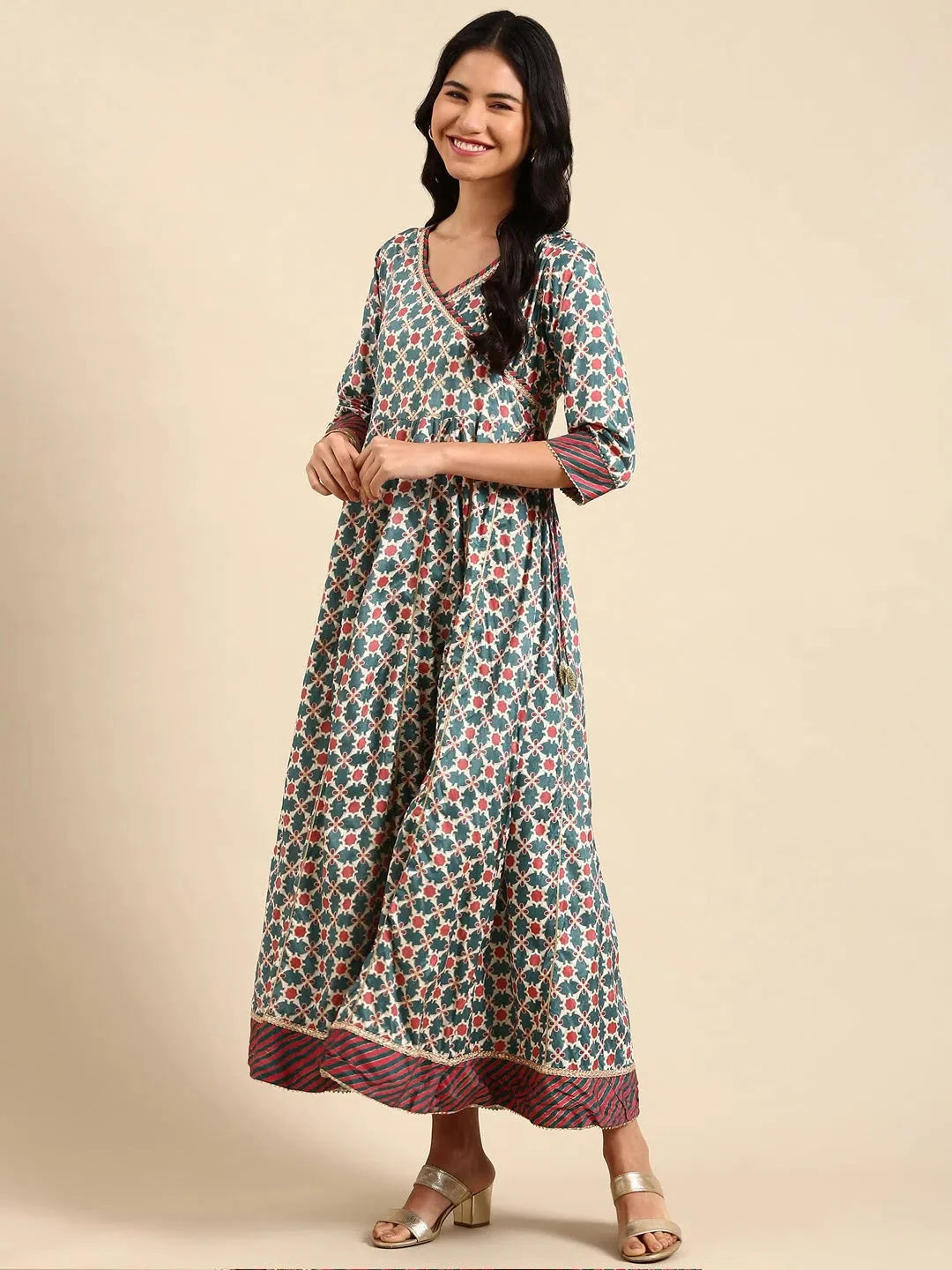 Teal Printed Anarkali Kurta - Stylish Women's Anarkali Dress