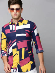 Men Multi Colourblock Casual Shirt-EECOPRINT-2051-Multi