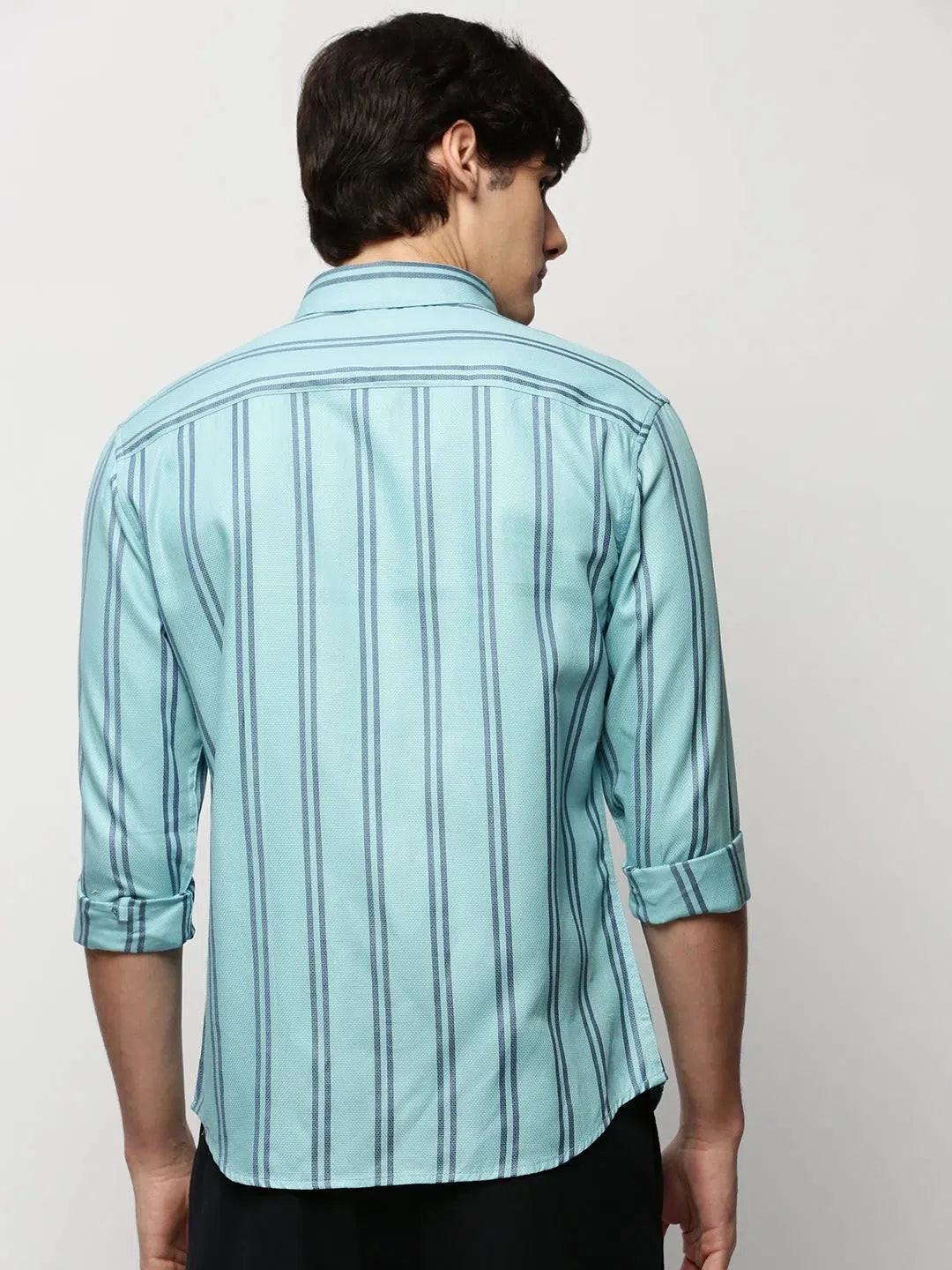Mens Striped Cotton Shirt - Blue Casual Shirt | DesiQlo