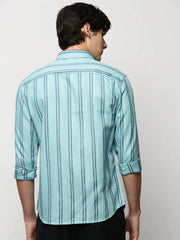 Men Blue Striped Casual Casual Shirts-YARROWSTRIPE-5637-Blue