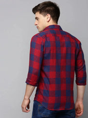 Men Maroon Checked Casual Shirt-AVACHECKS-5040-Maroon
