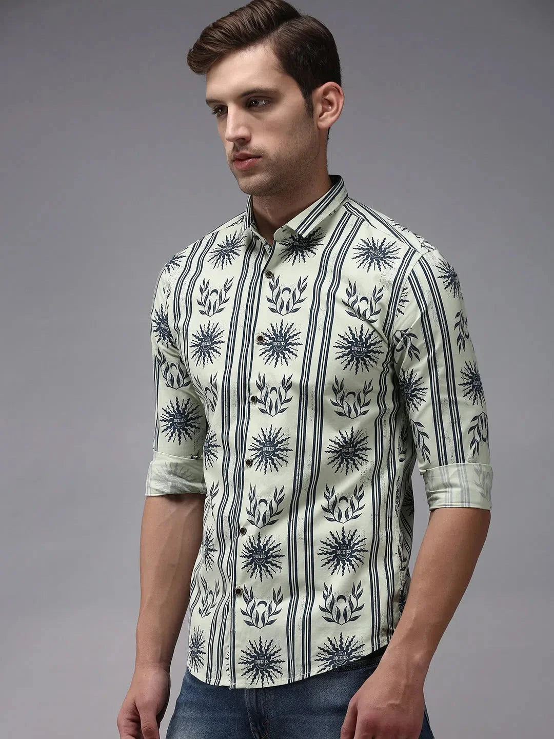 Green Printed Mens Shirt | Cotton Casual Shirt - DesiQlo