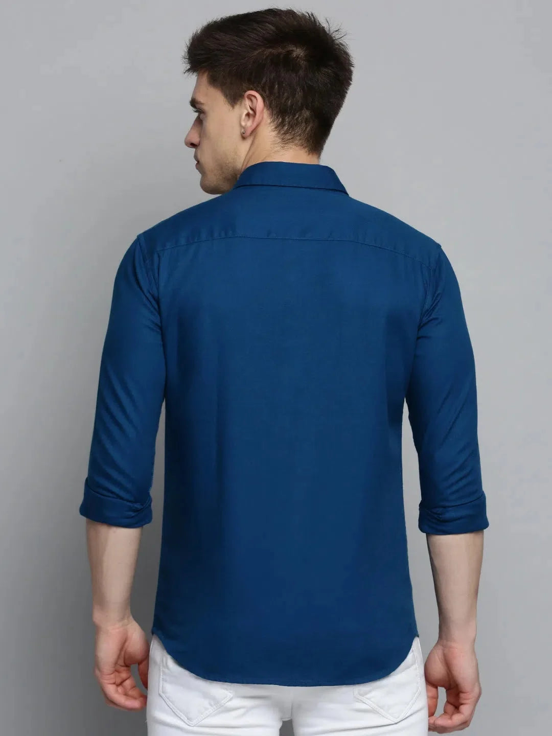 Teal Solid Mens Shirt - DesiQlo Cotton Casual Shirt