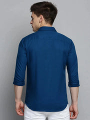 Men Blue Solid Casual Shirt-KNOXPLAIN-4493-Teal