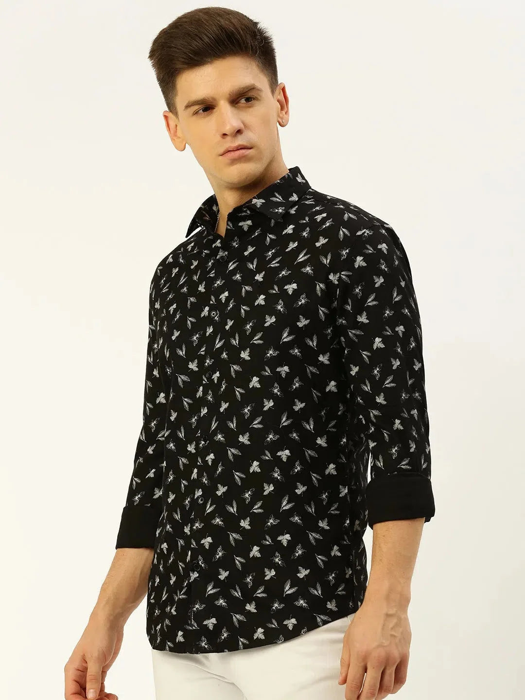 Stylish Black Printed Mens Shirt - Cotton Casual Shirt | DesiQlo