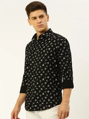 Men Black Printed Casual Shirt-LUCIAPRINT-8210-Black