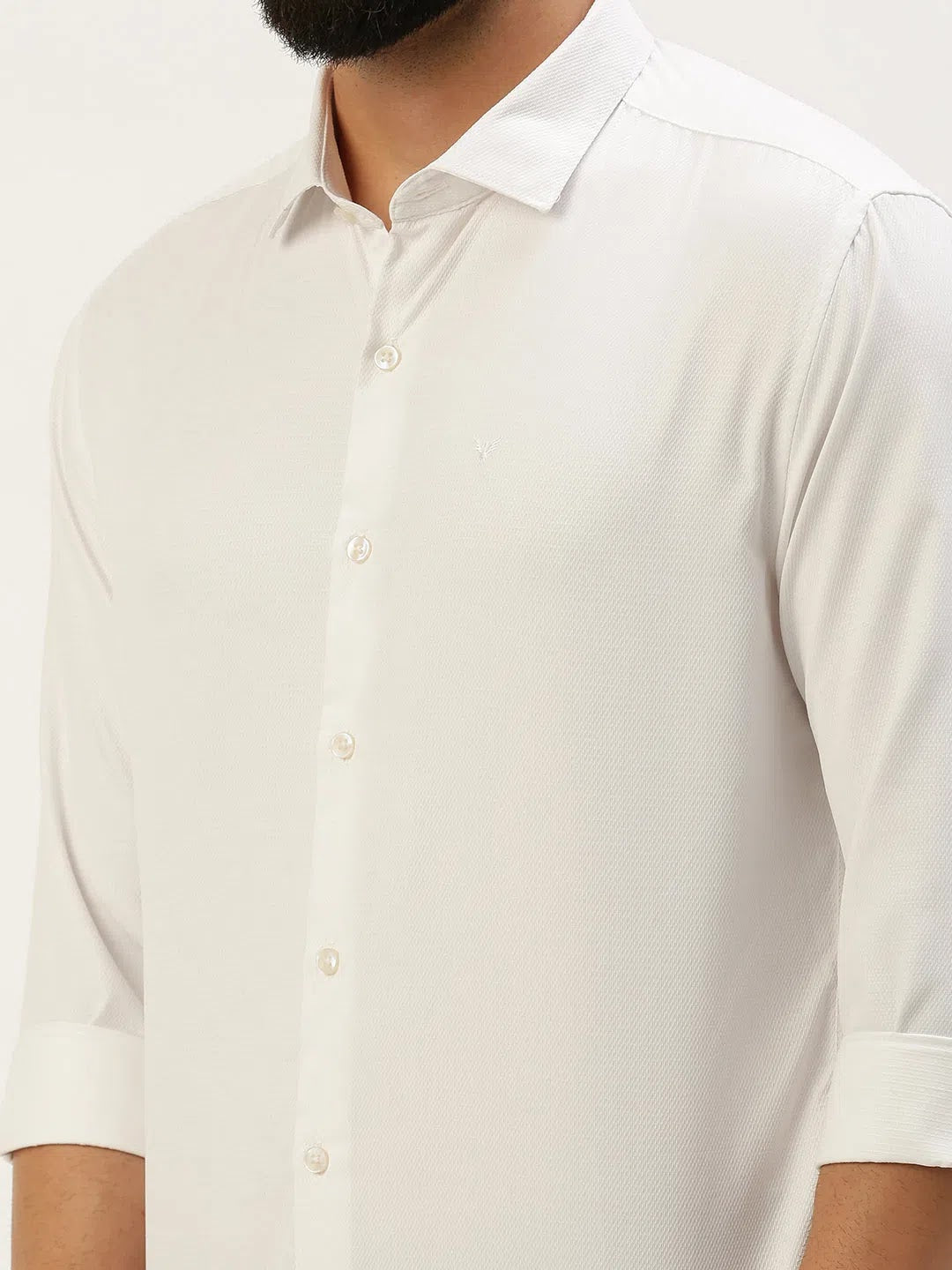 White Solid Cotton Mens Shirt - Casual & Stylish