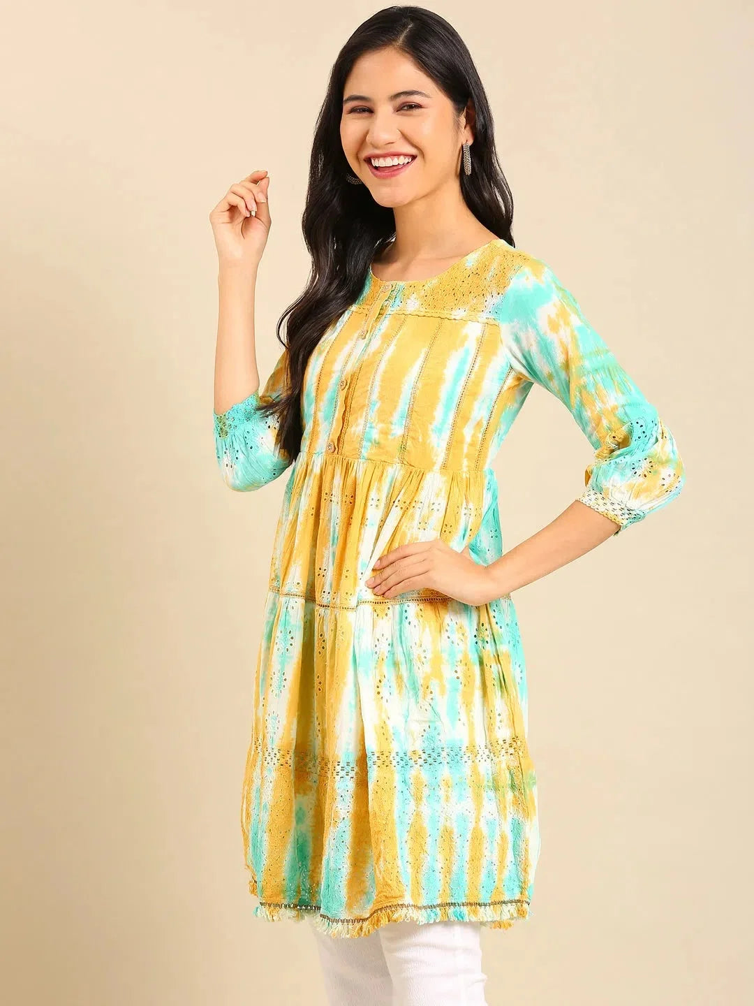 Multicolor Solid Cotton Anarkali Kurta | Anarkali Kurti for Women