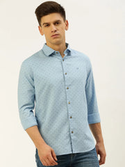 Men Blue Printed Casual Shirt-REPLAYPRINTSLINEN-3456-Blue