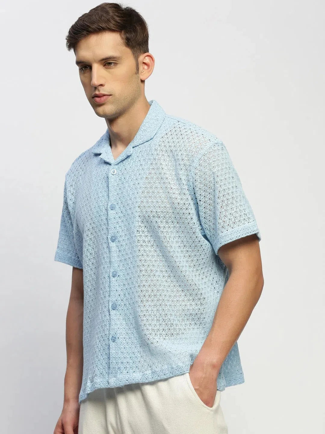 Men's Blue Solid Shirt - Classic Cotton Shirt | DesiQlo