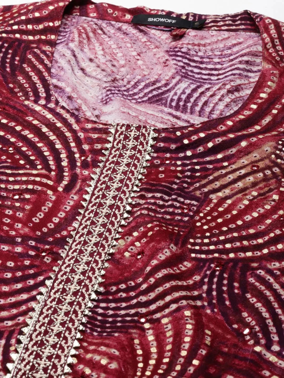 Burgundy Printed Indian Kurta for Women | Cotton Kurtas