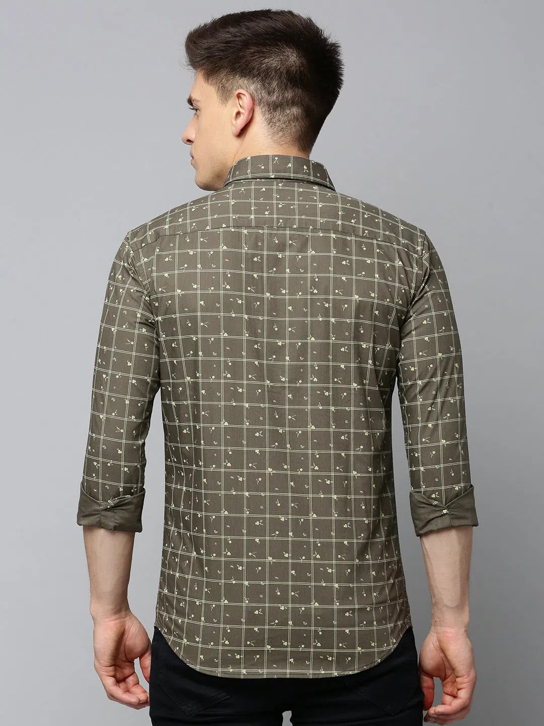 Green Checked Mens Shirt - DesiQlo Cotton Casual Shirt 