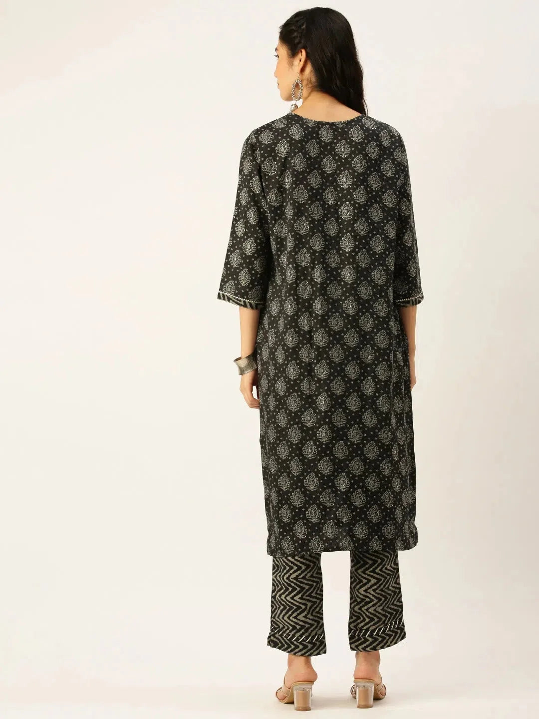 Black Printed Designer Kurta Sets | Cotton Women's Kurta Sets
