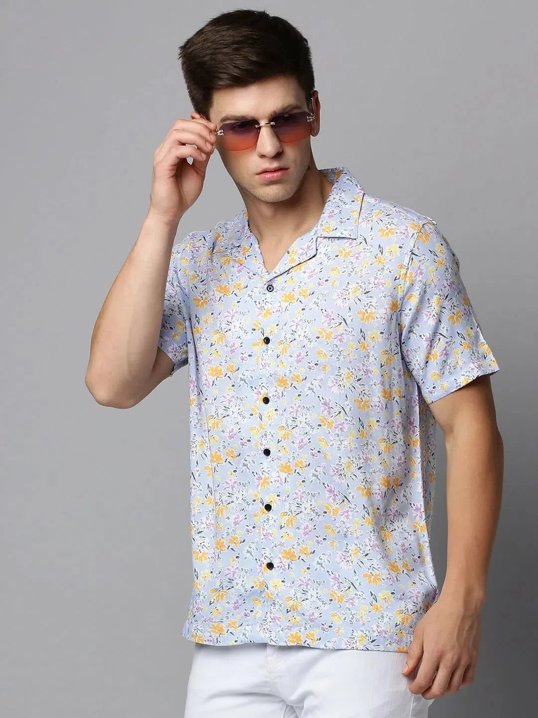 Men Blue Printed Casual Shirt-RESORTPRINT-5282-Blue