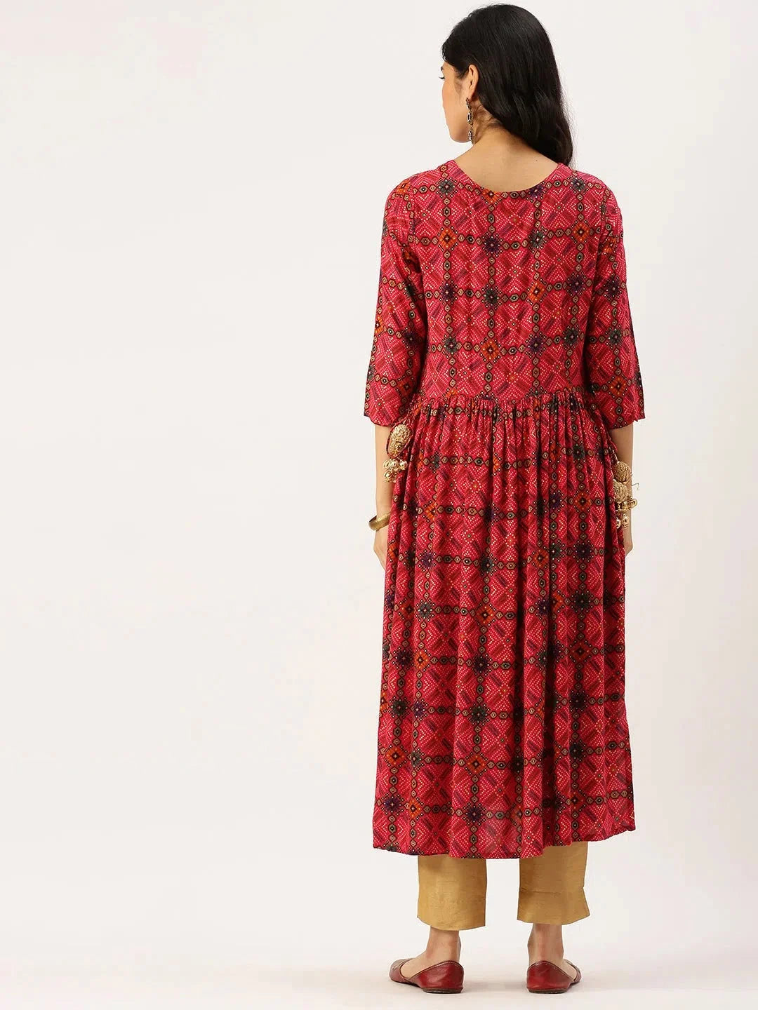 Women's Pink Printed Kurta | Cotton Indian Kurta Ladies