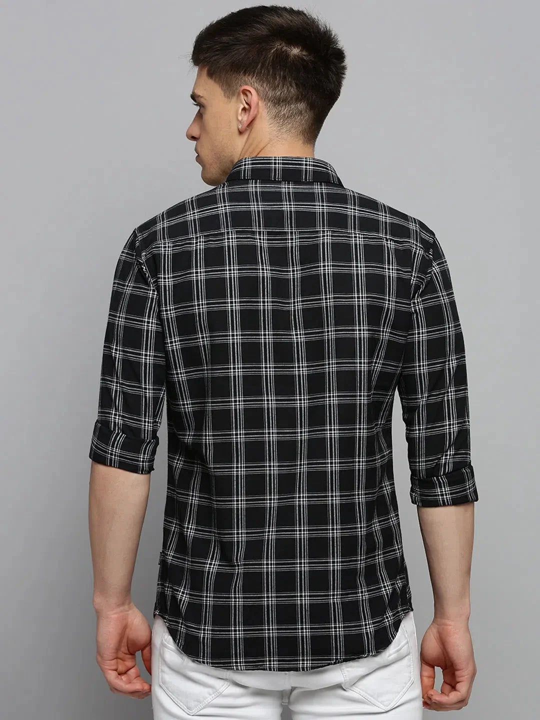 Black Checked Mens Shirt | Cotton Casual Shirts DesiQlo