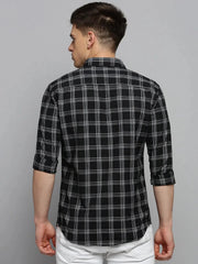 Men Black Checked Casual Shirt-DALTONCHECKS-4099-Black