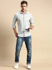 Men Grey Solid Casual Shirt-KRISTENKNITS-4582-Greymelange