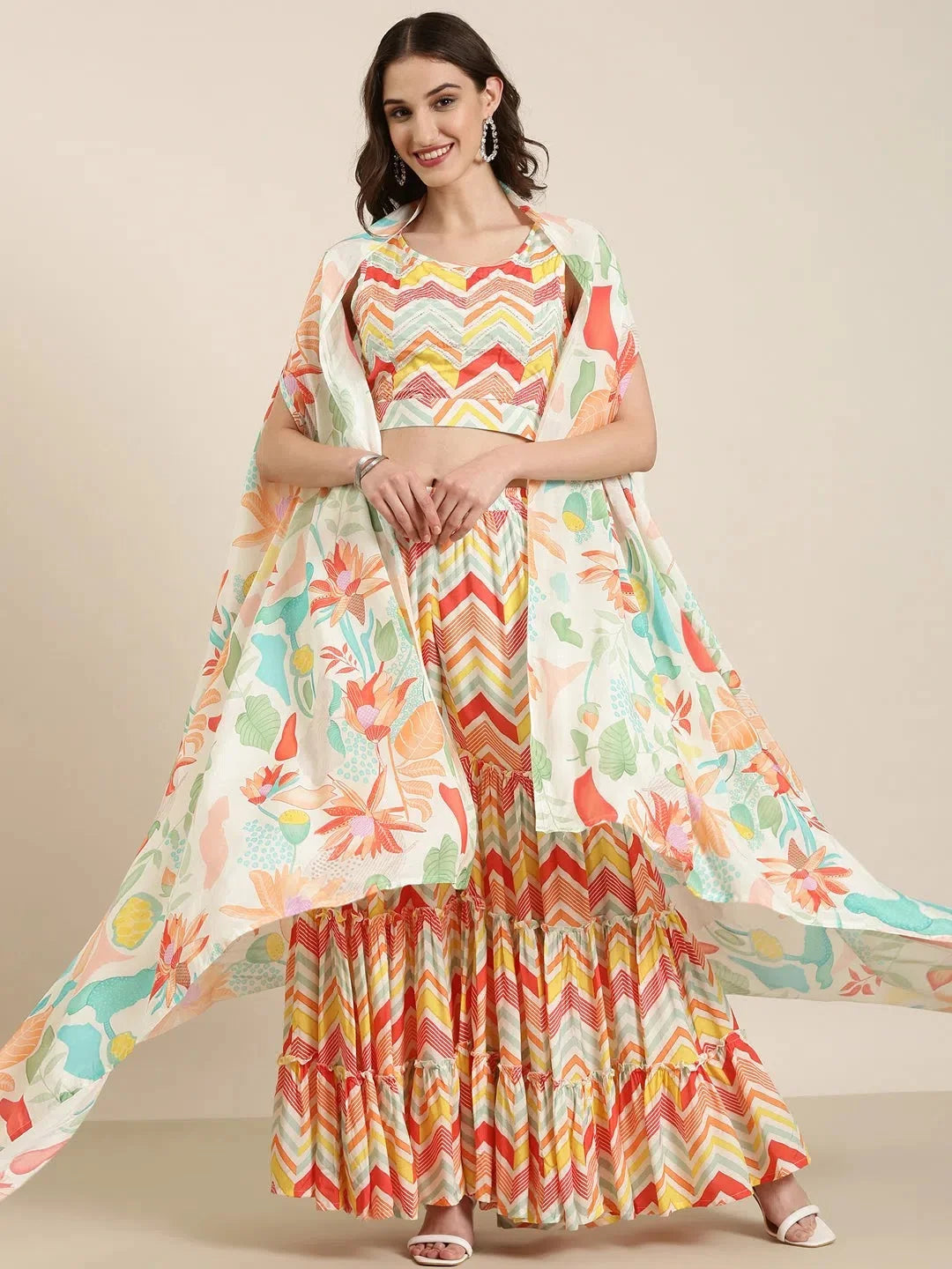 Multi Chevron Cotton Kurta Sets | Women's Designer Kurta Set