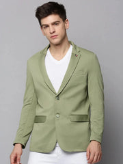 Men Green Solid Blazer-EXES-3003-Seagreen