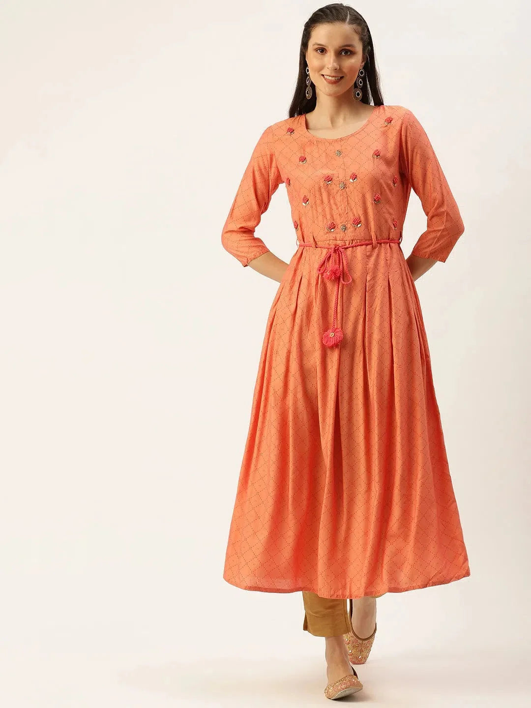 Pink Printed Kurta: Women's Cotton Indian Kurtis Collection