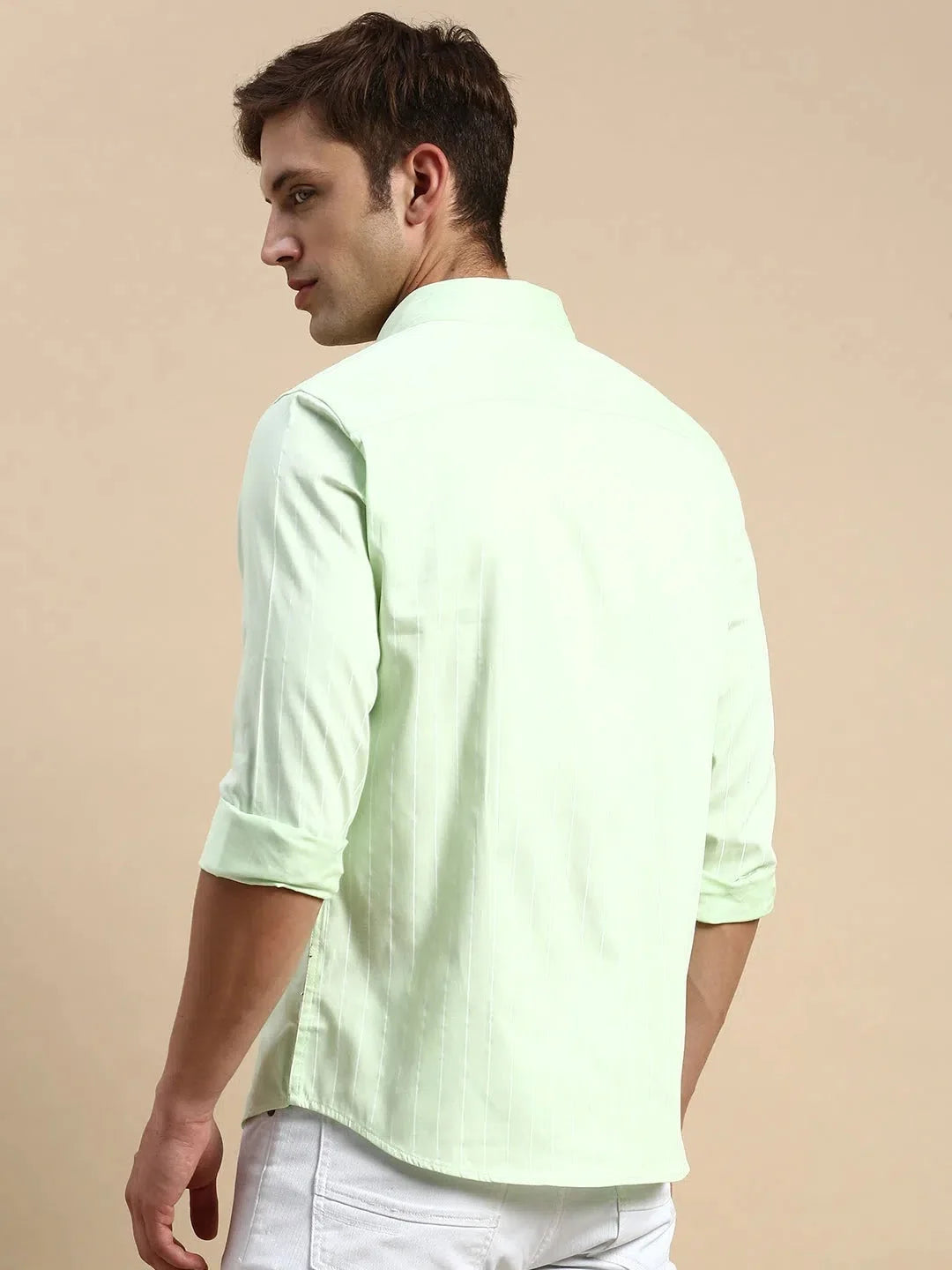 Green Striped Cotton Mens Shirt - DesiQlo Casual Shirts