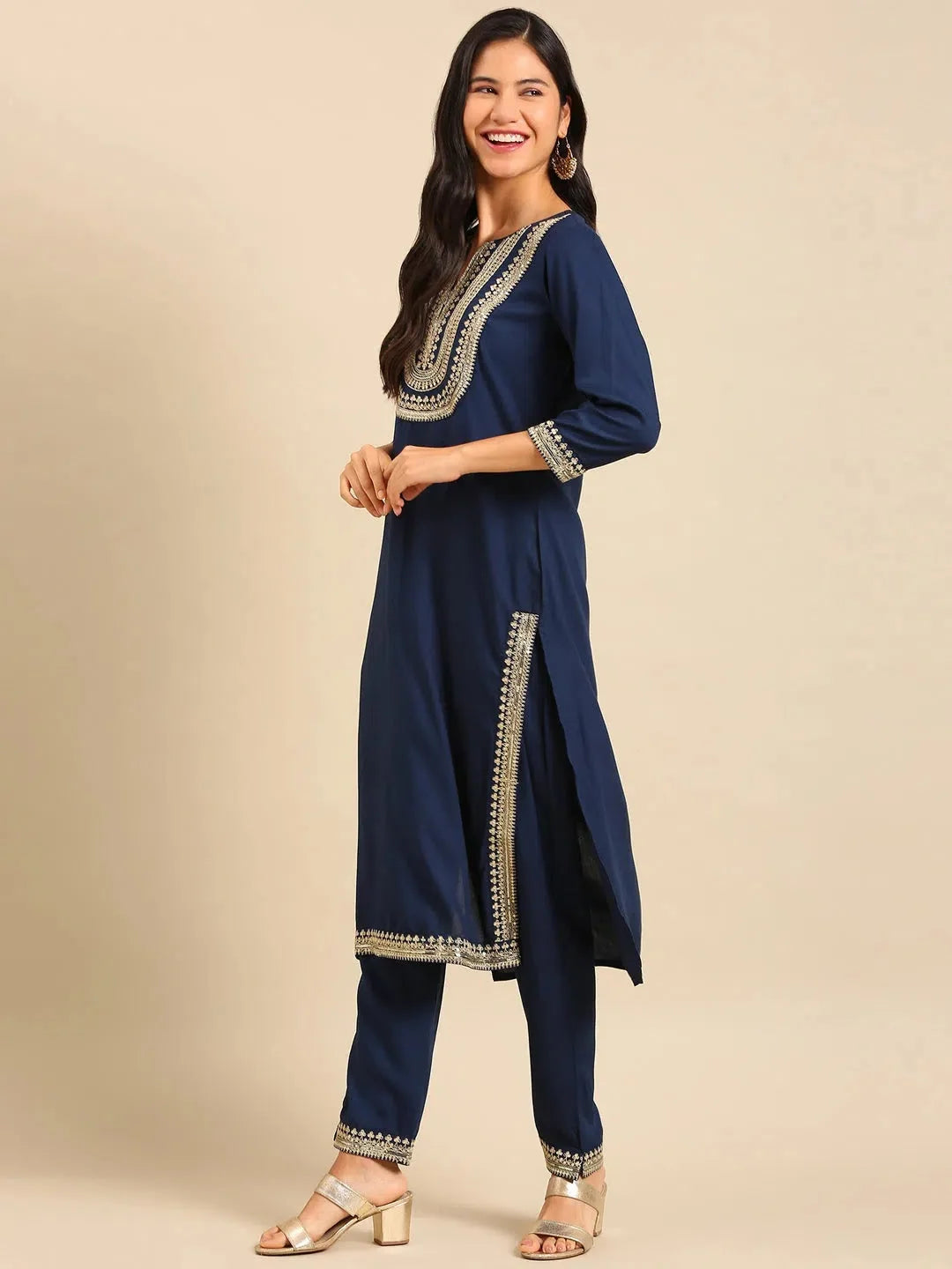 Teal Solid Cotton Kurta Set for Women | Indian Kurta Set