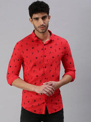 Men Red Printed Casual Shirt-STANDARDPRINT-1307-Red