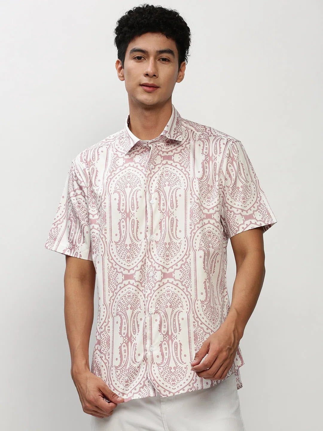 Authentic White Printed Mens Shirt - Cotton Casual Shirt | DesiQlo