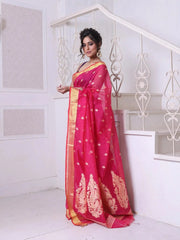 Off White Cotton Handwoven Saree With Ethnic Patterns-MA66CT431930006