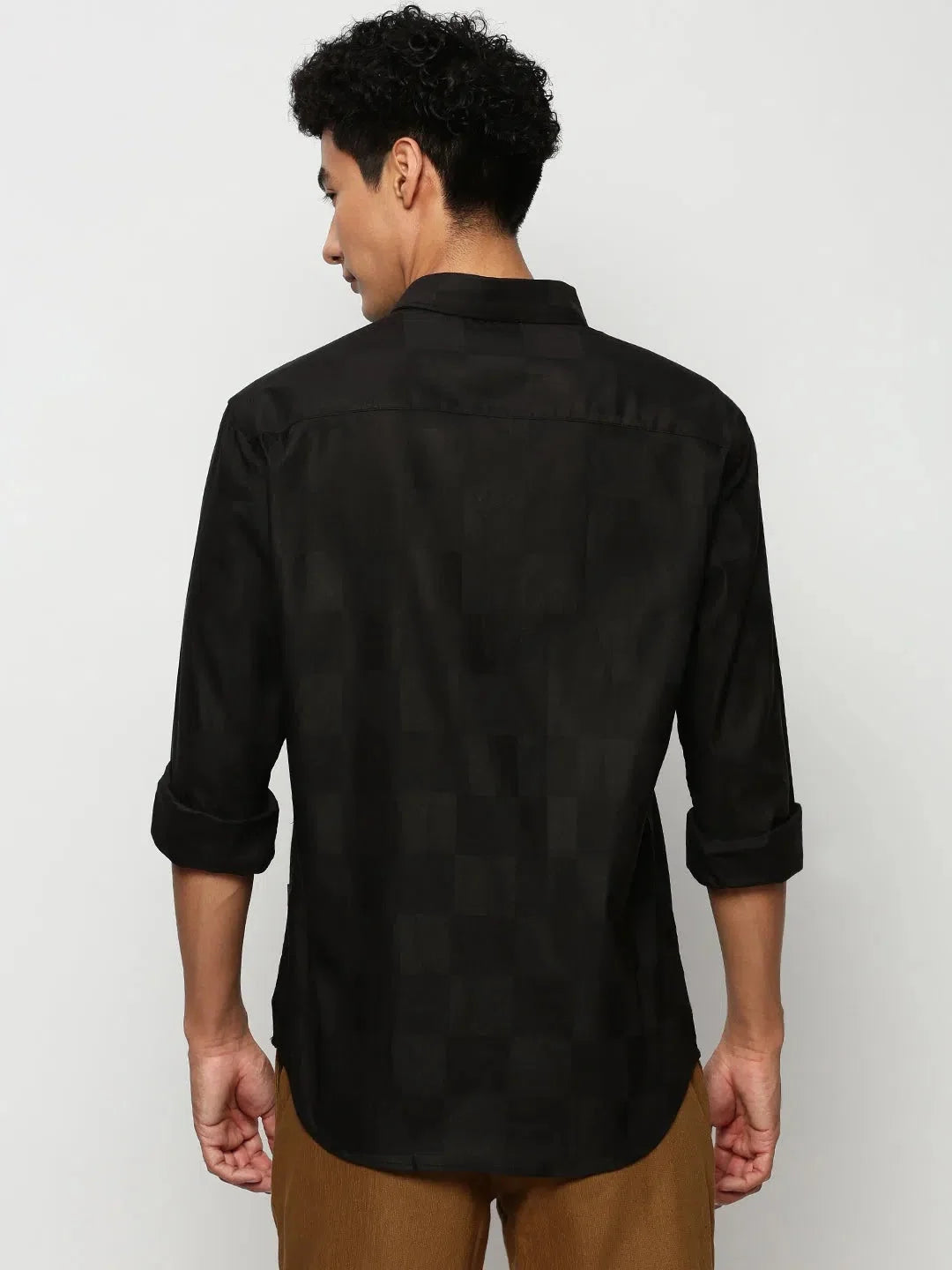 Men's Black Checked Cotton Shirt | Casual & Stylish