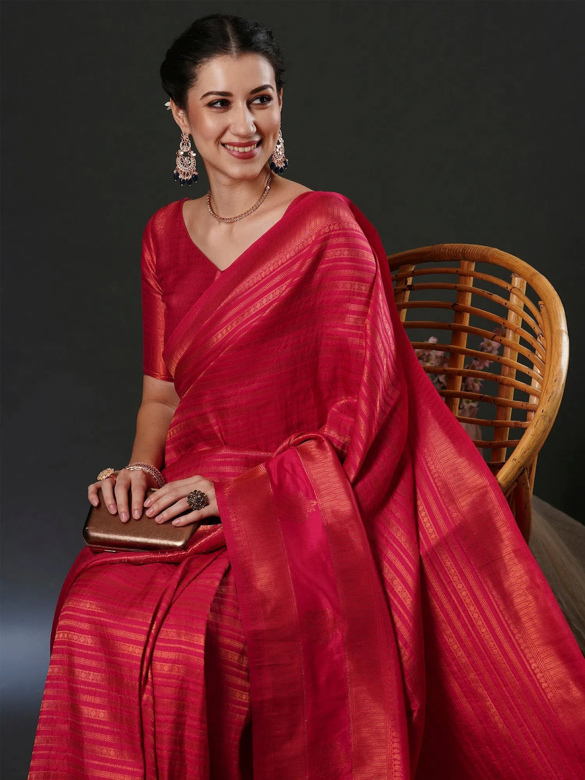 Pink Woven Designer Saree | Indian Sari with Blouse