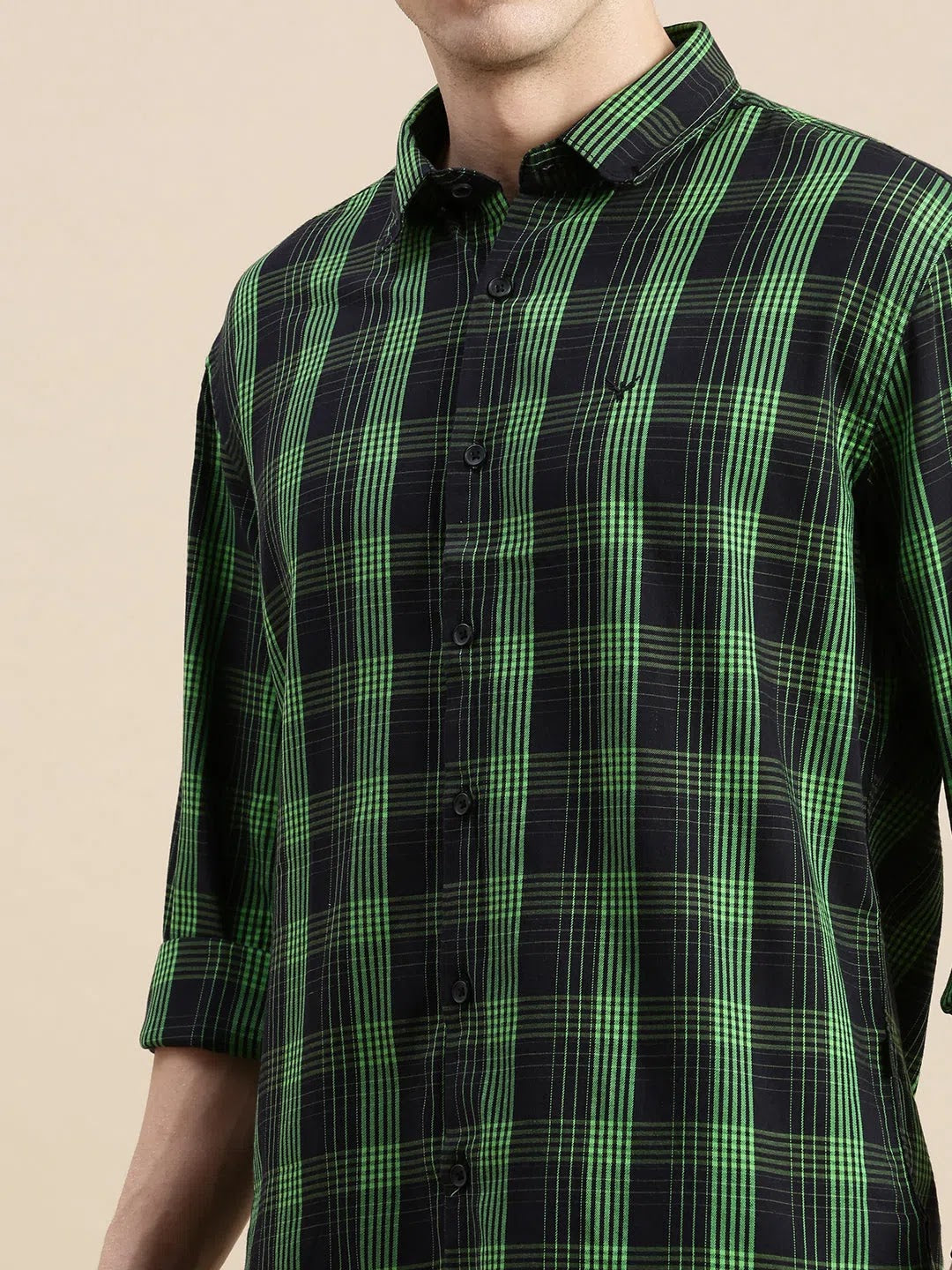 Stylish Black Checked Mens Shirt - Cotton Casual Shirt | DesiQlo