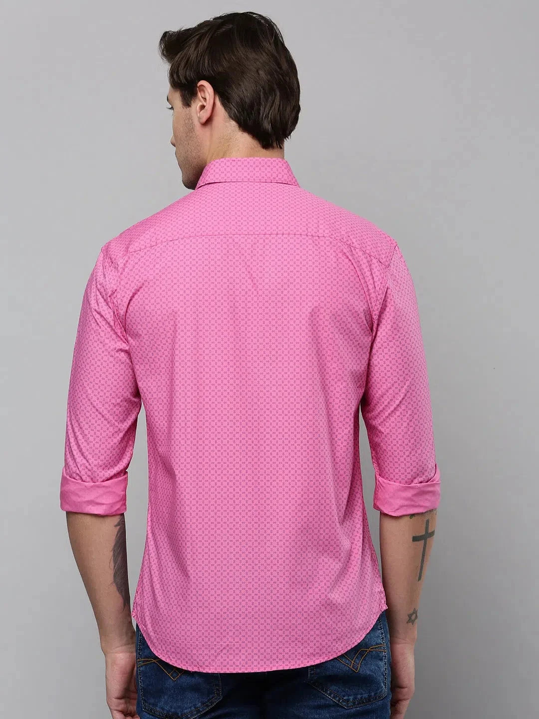 DesiQlo Men's Pink Printed Cotton Shirt | Casual Style