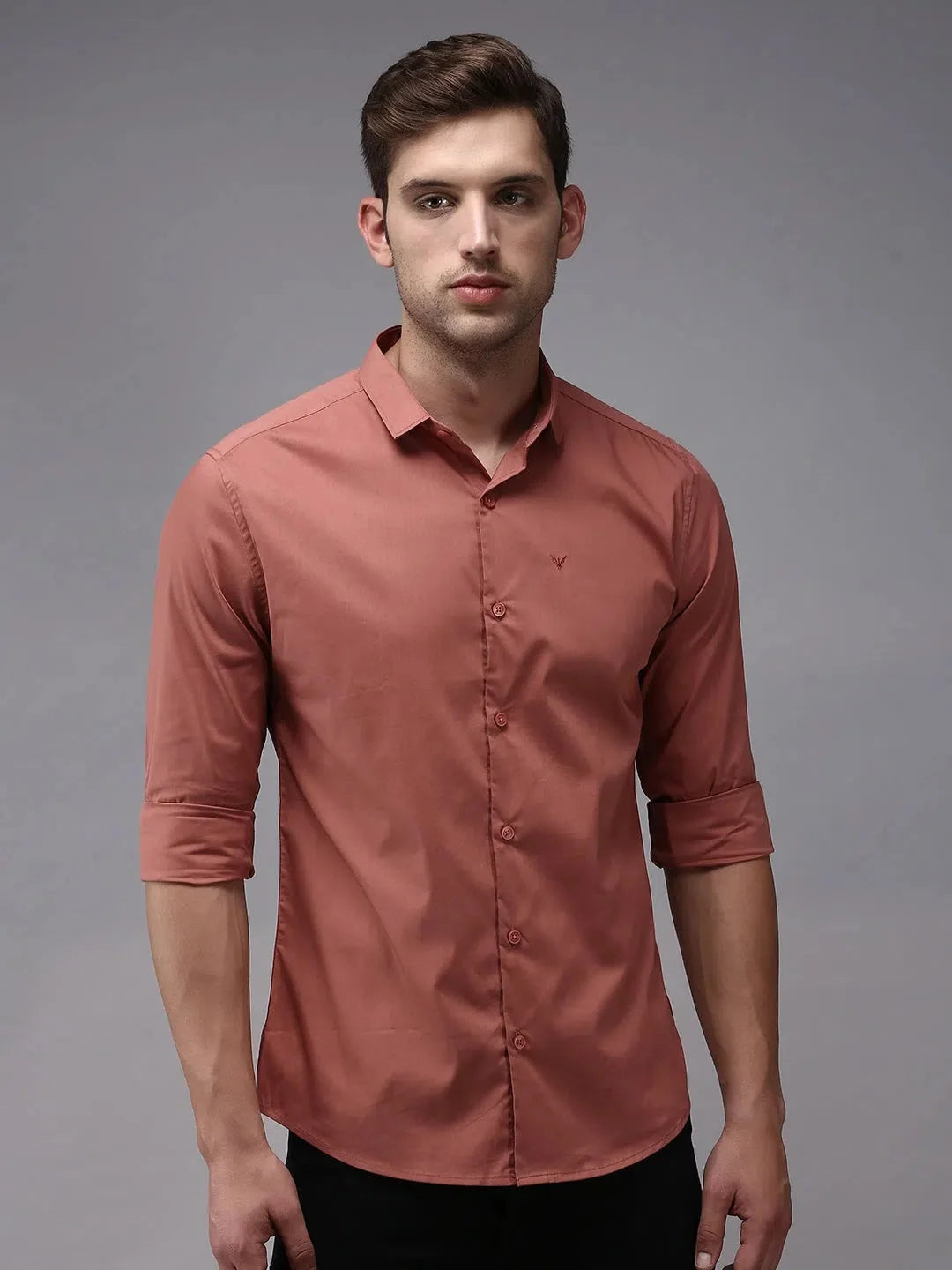 Orange Solid Mens Shirt - Casual Cotton Shirt | DesiQlo