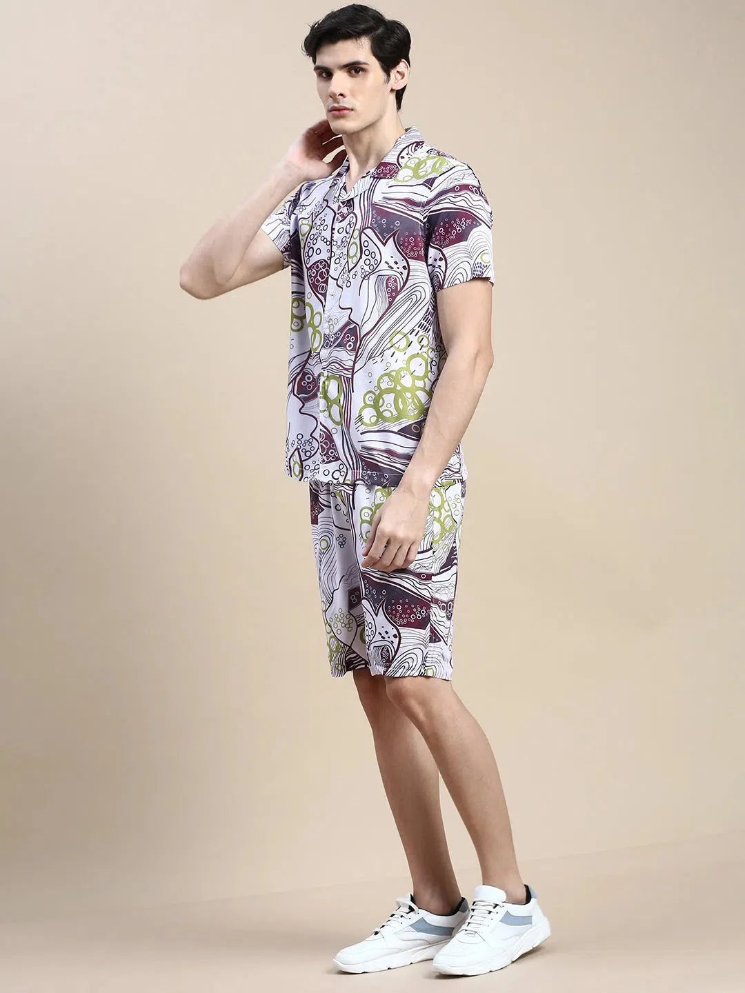 Men's Pink Printed Casual Co ord Set | Stylish Two Piece Sets