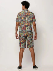 Men Multi Printed Casual Co ords-MARSHALL-1855-Multi