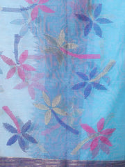 Fuchsia Muslin Saree With Jamdani Designs-MA64MS401190024