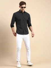 Men Black Printed Casual Shirt-IKIGAIPRINTS-8802-Black