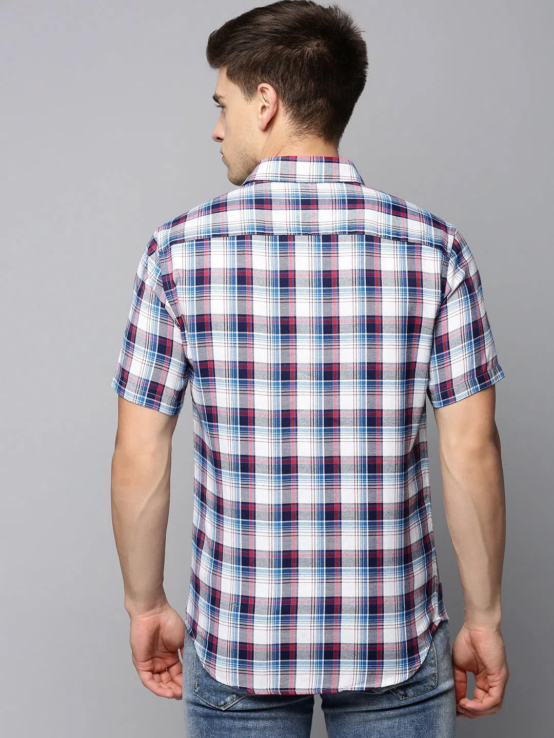 Trendy White Checked Mens Shirt - Cotton Casual Shirt | DesiQlo