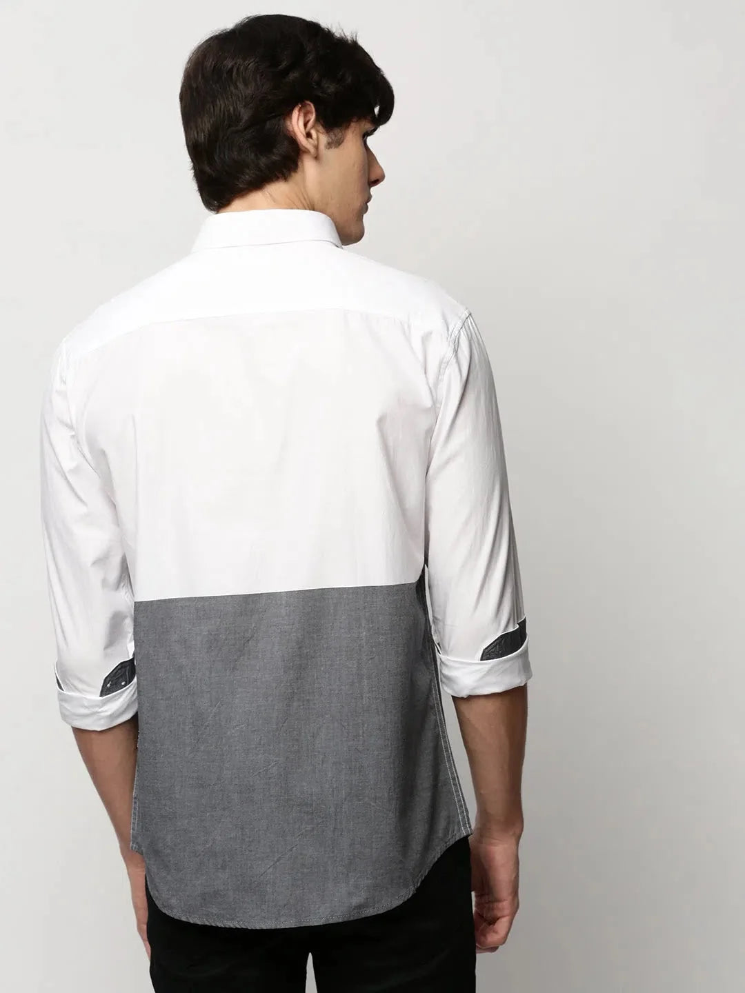 DesiQlo Grey Colorblock Mens Shirt | Cotton Casual Shirts